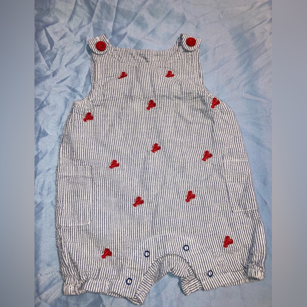 Lobster blue and white stripes bodysuit
